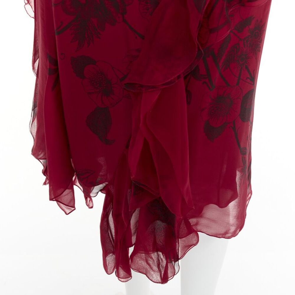 CHRISTIAN DIOR 2006 John Galliano Vintage Runway red silk floral dress FR40 M - Picture 7 of 8